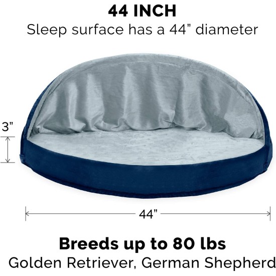 FurHaven 24 Inch Round Small Doughnut Dog Bed Plush Velvet Waves Hooded Calming Cuddler, Washable - Dark Grey, Small FurHaven 24 Inch Round Small Doughnut Dog Bed Plush Velvet Waves Hooded Calming Cuddler, Washable - Dark Grey, Small