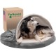 FurHaven 24 Inch Round Small Doughnut Dog Bed Plush Velvet Waves Hooded Calming Cuddler, Washable - Dark Grey, Small FurHaven 24 Inch Round Small Doughnut Dog Bed Plush Velvet Waves Hooded Calming Cuddler, Washable - Dark Grey, Small