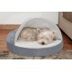 FurHaven 24 Inch Round Small Doughnut Dog Bed Plush Velvet Waves Hooded Calming Cuddler, Washable - Dark Grey, Small FurHaven 24 Inch Round Small Doughnut Dog Bed Plush Velvet Waves Hooded Calming Cuddler, Washable - Dark Grey, Small