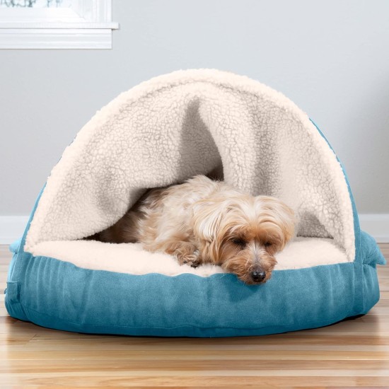 FurHaven 24 Inch Round Small Doughnut Dog Bed Plush Velvet Waves Hooded Calming Cuddler, Washable - Dark Grey, Small FurHaven 24 Inch Round Small Doughnut Dog Bed Plush Velvet Waves Hooded Calming Cuddler, Washable - Dark Grey, Small