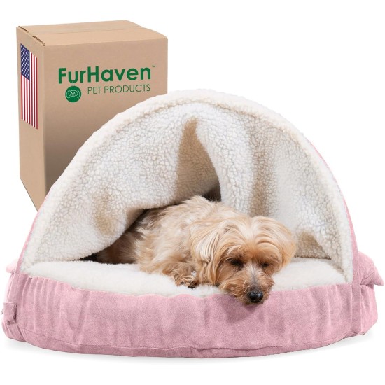 FurHaven 24 Inch Round Small Doughnut Dog Bed Plush Velvet Waves Hooded Calming Cuddler, Washable - Dark Grey, Small FurHaven 24 Inch Round Small Doughnut Dog Bed Plush Velvet Waves Hooded Calming Cuddler, Washable - Dark Grey, Small