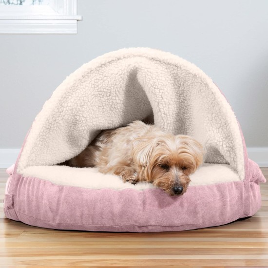 FurHaven 24 Inch Round Small Doughnut Dog Bed Plush Velvet Waves Hooded Calming Cuddler, Washable - Dark Grey, Small FurHaven 24 Inch Round Small Doughnut Dog Bed Plush Velvet Waves Hooded Calming Cuddler, Washable - Dark Grey, Small