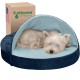 FurHaven 24 Inch Round Small Doughnut Dog Bed Plush Velvet Waves Hooded Calming Cuddler, Washable - Dark Grey, Small FurHaven 24 Inch Round Small Doughnut Dog Bed Plush Velvet Waves Hooded Calming Cuddler, Washable - Dark Grey, Small