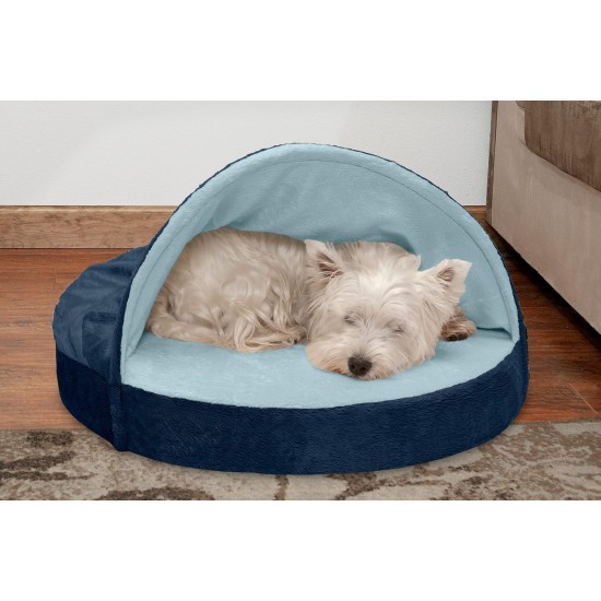 FurHaven 24 Inch Round Small Doughnut Dog Bed Plush Velvet Waves Hooded Calming Cuddler, Washable - Dark Grey, Small FurHaven 24 Inch Round Small Doughnut Dog Bed Plush Velvet Waves Hooded Calming Cuddler, Washable - Dark Grey, Small