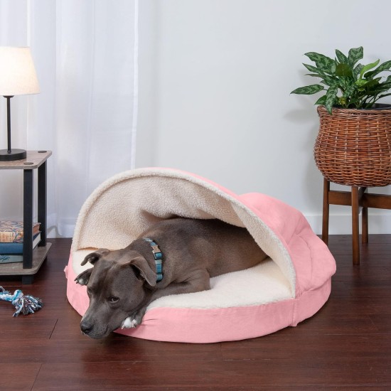 FurHaven 24 Inch Round Small Doughnut Dog Bed Plush Velvet Waves Hooded Calming Cuddler, Washable - Dark Grey, Small FurHaven 24 Inch Round Small Doughnut Dog Bed Plush Velvet Waves Hooded Calming Cuddler, Washable - Dark Grey, Small