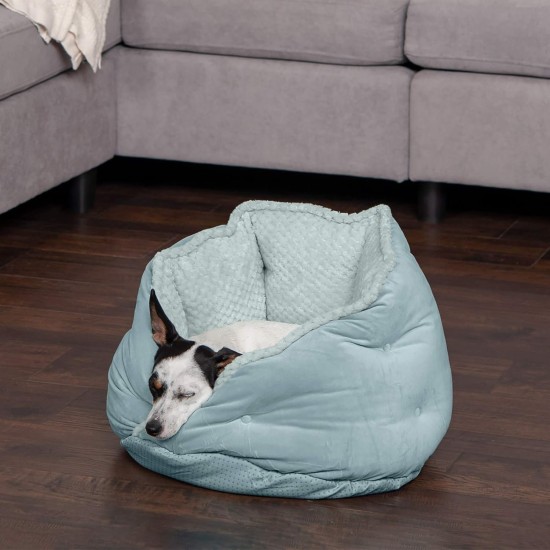 FurHaven 24 Inch Round Small Doughnut Dog Bed Plush Velvet Waves Hooded Calming Cuddler, Washable - Dark Grey, Small FurHaven 24 Inch Round Small Doughnut Dog Bed Plush Velvet Waves Hooded Calming Cuddler, Washable - Dark Grey, Small