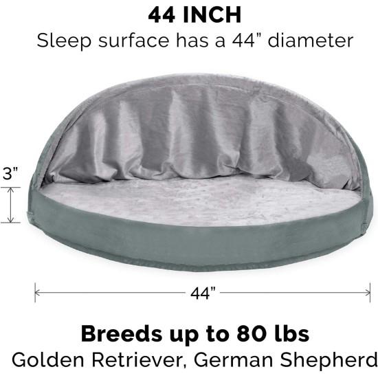 FurHaven 24 Inch Round Small Doughnut Dog Bed Plush Velvet Waves Hooded Calming Cuddler, Washable - Dark Grey, Small FurHaven 24 Inch Round Small Doughnut Dog Bed Plush Velvet Waves Hooded Calming Cuddler, Washable - Dark Grey, Small