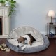 FurHaven 24 Inch Round Small Doughnut Dog Bed Plush Velvet Waves Hooded Calming Cuddler, Washable - Dark Grey, Small FurHaven 24 Inch Round Small Doughnut Dog Bed Plush Velvet Waves Hooded Calming Cuddler, Washable - Dark Grey, Small
