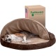 FurHaven 24 Inch Round Small Doughnut Dog Bed Plush Velvet Waves Hooded Calming Cuddler, Washable - Dark Grey, Small FurHaven 24 Inch Round Small Doughnut Dog Bed Plush Velvet Waves Hooded Calming Cuddler, Washable - Dark Grey, Small
