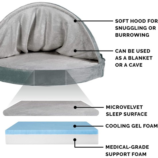 FurHaven 24 Inch Round Small Doughnut Dog Bed Plush Velvet Waves Hooded Calming Cuddler, Washable - Dark Grey, Small FurHaven 24 Inch Round Small Doughnut Dog Bed Plush Velvet Waves Hooded Calming Cuddler, Washable - Dark Grey, Small