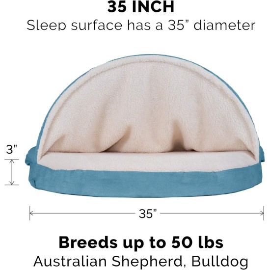 FurHaven 24 Inch Round Small Doughnut Dog Bed Plush Velvet Waves Hooded Calming Cuddler, Washable - Dark Grey, Small FurHaven 24 Inch Round Small Doughnut Dog Bed Plush Velvet Waves Hooded Calming Cuddler, Washable - Dark Grey, Small