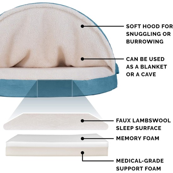 FurHaven 24 Inch Round Small Doughnut Dog Bed Plush Velvet Waves Hooded Calming Cuddler, Washable - Dark Grey, Small FurHaven 24 Inch Round Small Doughnut Dog Bed Plush Velvet Waves Hooded Calming Cuddler, Washable - Dark Grey, Small