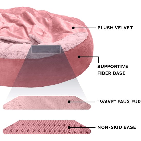 FurHaven 24 Inch Round Small Doughnut Dog Bed Plush Velvet Waves Hooded Calming Cuddler, Washable - Dark Grey, Small FurHaven 24 Inch Round Small Doughnut Dog Bed Plush Velvet Waves Hooded Calming Cuddler, Washable - Dark Grey, Small