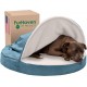 FurHaven 24 Inch Round Small Doughnut Dog Bed Plush Velvet Waves Hooded Calming Cuddler, Washable - Dark Grey, Small FurHaven 24 Inch Round Small Doughnut Dog Bed Plush Velvet Waves Hooded Calming Cuddler, Washable - Dark Grey, Small