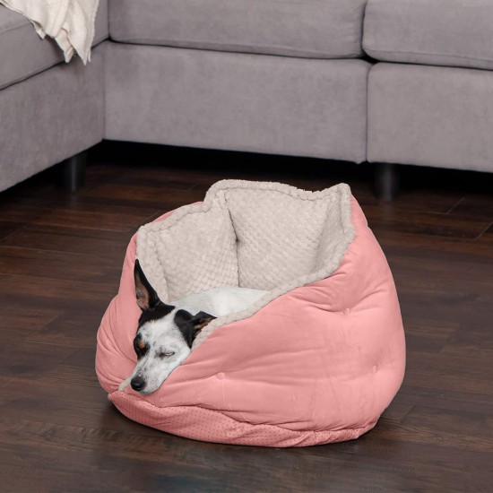 FurHaven 24 Inch Round Small Doughnut Dog Bed Plush Velvet Waves Hooded Calming Cuddler, Washable - Dark Grey, Small FurHaven 24 Inch Round Small Doughnut Dog Bed Plush Velvet Waves Hooded Calming Cuddler, Washable - Dark Grey, Small