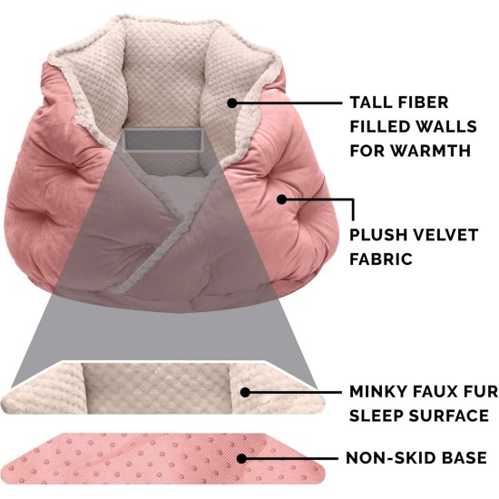 FurHaven 24 Inch Round Small Doughnut Dog Bed Plush Velvet Waves Hooded Calming Cuddler, Washable - Dark Grey, Small FurHaven 24 Inch Round Small Doughnut Dog Bed Plush Velvet Waves Hooded Calming Cuddler, Washable - Dark Grey, Small