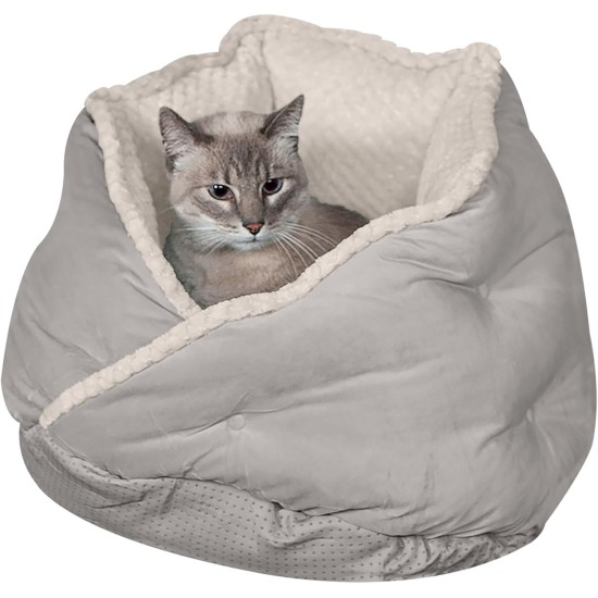FurHaven 24 Inch Round Small Doughnut Dog Bed Plush Velvet Waves Hooded Calming Cuddler, Washable - Dark Grey, Small FurHaven 24 Inch Round Small Doughnut Dog Bed Plush Velvet Waves Hooded Calming Cuddler, Washable - Dark Grey, Small