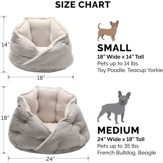 FurHaven 24 Inch Round Small Doughnut Dog Bed Plush Velvet Waves Hooded Calming Cuddler, Washable - Dark Grey, Small FurHaven 24 Inch Round Small Doughnut Dog Bed Plush Velvet Waves Hooded Calming Cuddler, Washable - Dark Grey, Small
