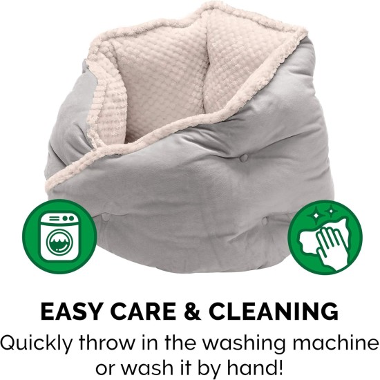 FurHaven 24 Inch Round Small Doughnut Dog Bed Plush Velvet Waves Hooded Calming Cuddler, Washable - Dark Grey, Small FurHaven 24 Inch Round Small Doughnut Dog Bed Plush Velvet Waves Hooded Calming Cuddler, Washable - Dark Grey, Small
