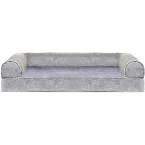 FurHaven Pet Quilted Orthopedic Sofa Bed, Large, Silver Gray FurHaven Pet Quilted Orthopedic Sofa Bed, Large, Silver Gray