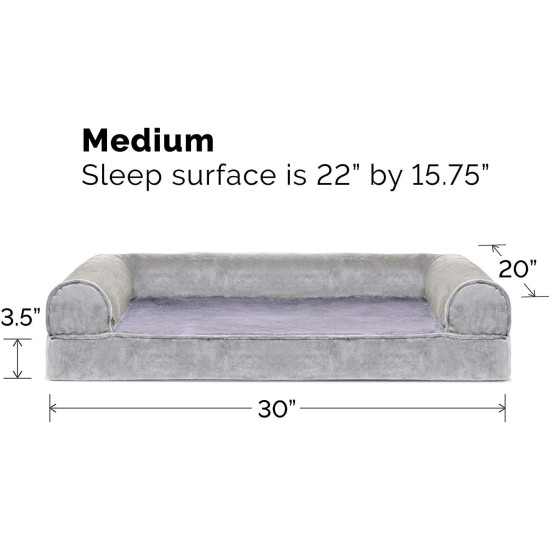 FurHaven Pet Quilted Orthopedic Sofa Bed, Large, Silver Gray FurHaven Pet Quilted Orthopedic Sofa Bed, Large, Silver Gray