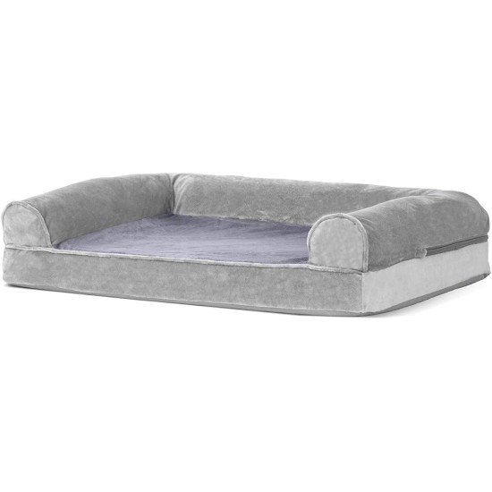 FurHaven Pet Quilted Orthopedic Sofa Bed, Large, Silver Gray FurHaven Pet Quilted Orthopedic Sofa Bed, Large, Silver Gray