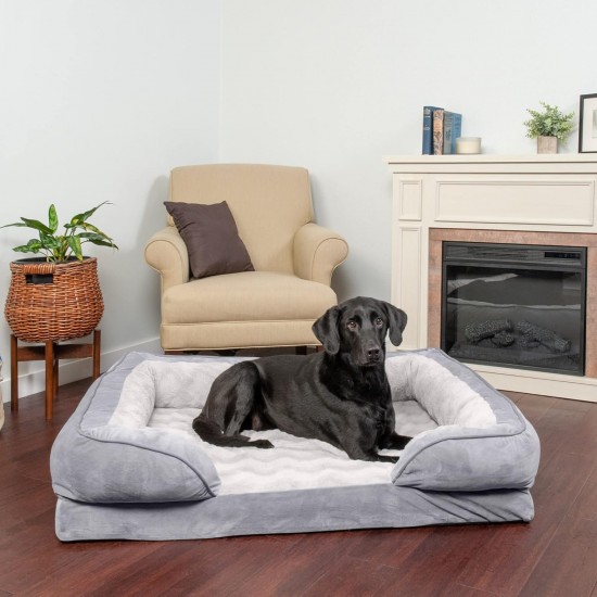 FurHaven Pet Quilted Orthopedic Sofa Bed, Large, Silver Gray FurHaven Pet Quilted Orthopedic Sofa Bed, Large, Silver Gray