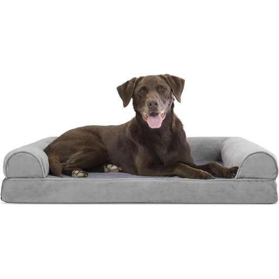 FurHaven Pet Quilted Orthopedic Sofa Bed, Large, Silver Gray FurHaven Pet Quilted Orthopedic Sofa Bed, Large, Silver Gray