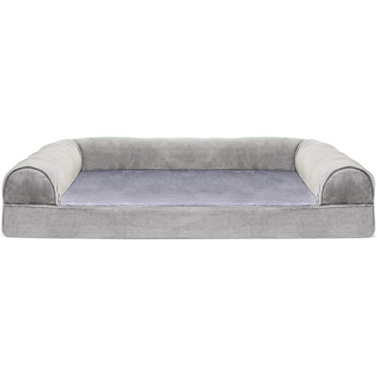 FurHaven Pet Quilted Orthopedic Sofa Bed, Large, Silver Gray FurHaven Pet Quilted Orthopedic Sofa Bed, Large, Silver Gray