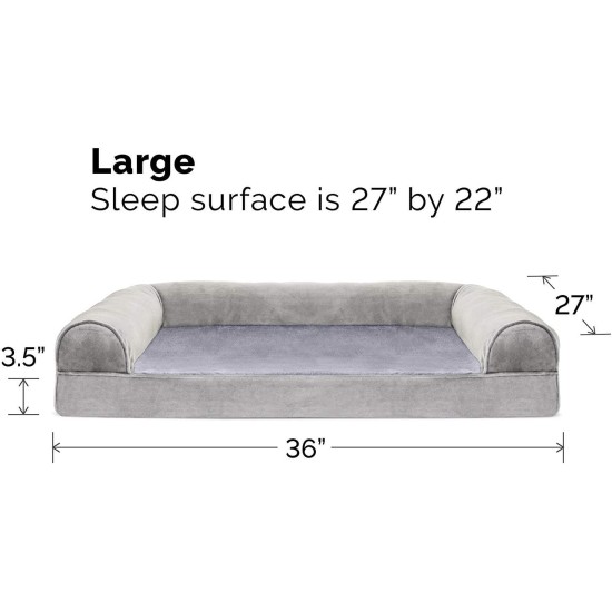 FurHaven Pet Quilted Orthopedic Sofa Bed, Large, Silver Gray FurHaven Pet Quilted Orthopedic Sofa Bed, Large, Silver Gray