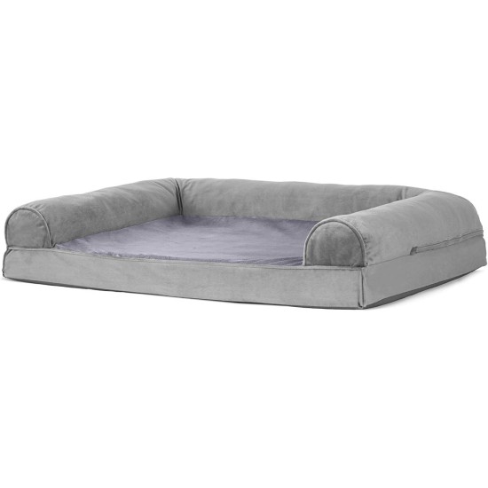 FurHaven Pet Quilted Orthopedic Sofa Bed, Large, Silver Gray FurHaven Pet Quilted Orthopedic Sofa Bed, Large, Silver Gray