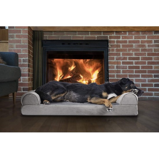 FurHaven Pet Quilted Orthopedic Sofa Bed, Large, Silver Gray FurHaven Pet Quilted Orthopedic Sofa Bed, Large, Silver Gray
