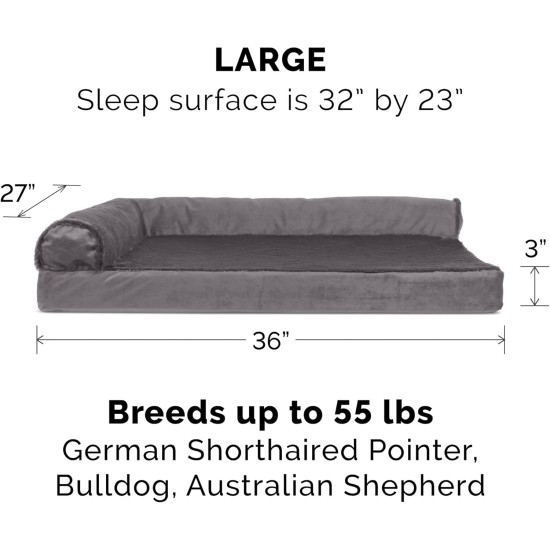 FurHaven Pet Quilted Orthopedic Sofa Bed, Large, Silver Gray FurHaven Pet Quilted Orthopedic Sofa Bed, Large, Silver Gray