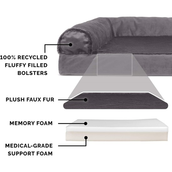 FurHaven Pet Quilted Orthopedic Sofa Bed, Large, Silver Gray FurHaven Pet Quilted Orthopedic Sofa Bed, Large, Silver Gray