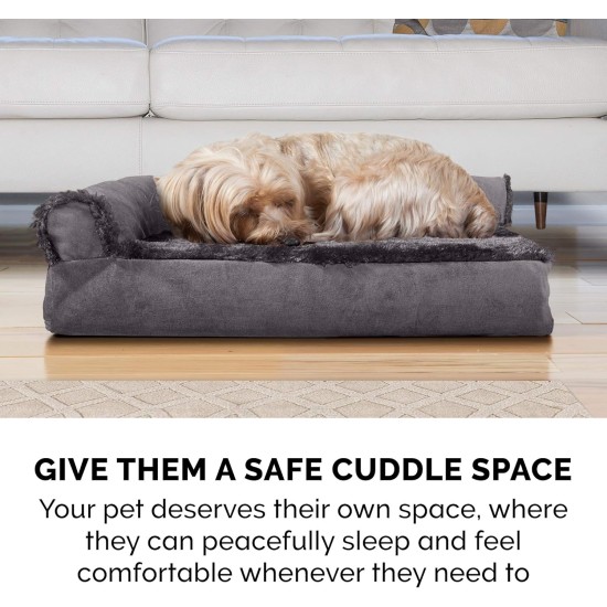 FurHaven Pet Quilted Orthopedic Sofa Bed, Large, Silver Gray FurHaven Pet Quilted Orthopedic Sofa Bed, Large, Silver Gray