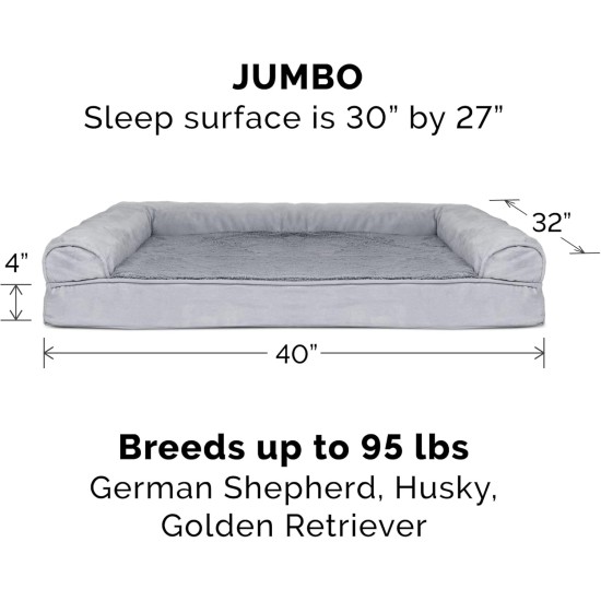 FurHaven Pet Quilted Orthopedic Sofa Bed, Large, Silver Gray FurHaven Pet Quilted Orthopedic Sofa Bed, Large, Silver Gray
