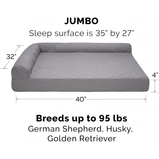 FurHaven Pet Quilted Orthopedic Sofa Bed, Large, Silver Gray FurHaven Pet Quilted Orthopedic Sofa Bed, Large, Silver Gray