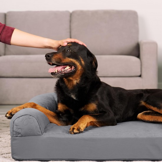 FurHaven Pet Quilted Orthopedic Sofa Bed, Large, Silver Gray FurHaven Pet Quilted Orthopedic Sofa Bed, Large, Silver Gray