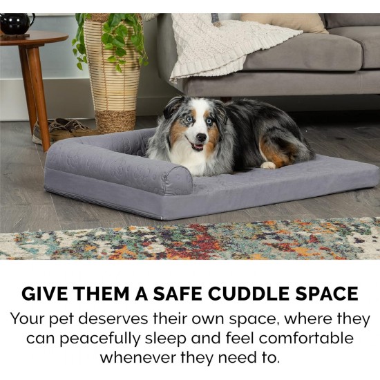 FurHaven Pet Quilted Orthopedic Sofa Bed, Large, Silver Gray FurHaven Pet Quilted Orthopedic Sofa Bed, Large, Silver Gray