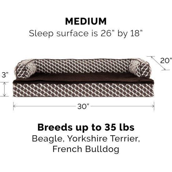 FurHaven Pet Quilted Orthopedic Sofa Bed, Large, Silver Gray FurHaven Pet Quilted Orthopedic Sofa Bed, Large, Silver Gray