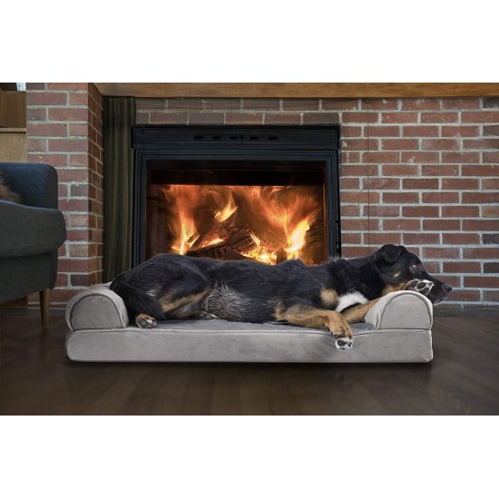 FurHaven Pet Quilted Orthopedic Sofa Bed, Large, Silver Gray FurHaven Pet Quilted Orthopedic Sofa Bed, Large, Silver Gray