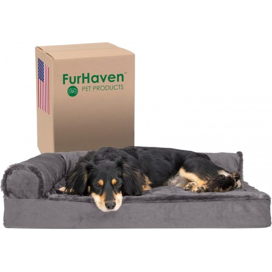FurHaven Pet Quilted Orthopedic Sofa Bed, Large, Silver Gray FurHaven Pet Quilted Orthopedic Sofa Bed, Large, Silver Gray