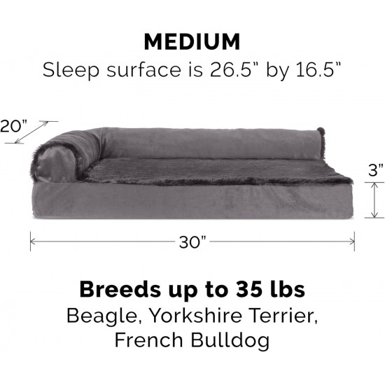 FurHaven Pet Quilted Orthopedic Sofa Bed, Large, Silver Gray FurHaven Pet Quilted Orthopedic Sofa Bed, Large, Silver Gray
