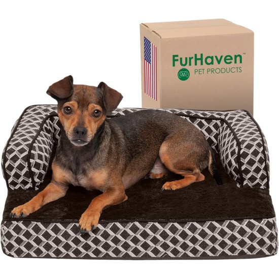 FurHaven Pet Quilted Orthopedic Sofa Bed, Large, Silver Gray FurHaven Pet Quilted Orthopedic Sofa Bed, Large, Silver Gray