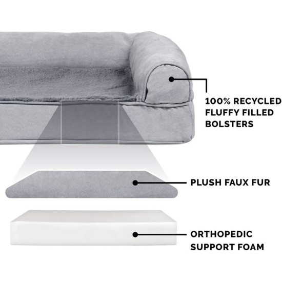 FurHaven Pet Quilted Orthopedic Sofa Bed, Large, Silver Gray FurHaven Pet Quilted Orthopedic Sofa Bed, Large, Silver Gray