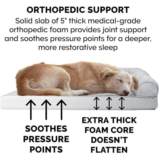 FurHaven Pet Quilted Orthopedic Sofa Bed, Large, Silver Gray FurHaven Pet Quilted Orthopedic Sofa Bed, Large, Silver Gray