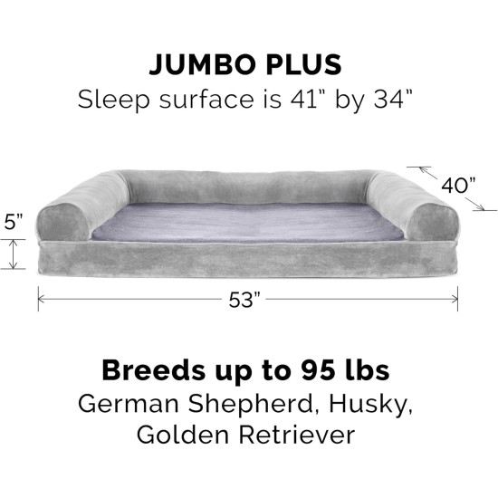 FurHaven Pet Quilted Orthopedic Sofa Bed, Large, Silver Gray FurHaven Pet Quilted Orthopedic Sofa Bed, Large, Silver Gray