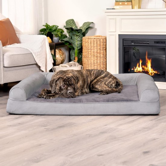 FurHaven Pet Quilted Orthopedic Sofa Bed, Large, Silver Gray FurHaven Pet Quilted Orthopedic Sofa Bed, Large, Silver Gray