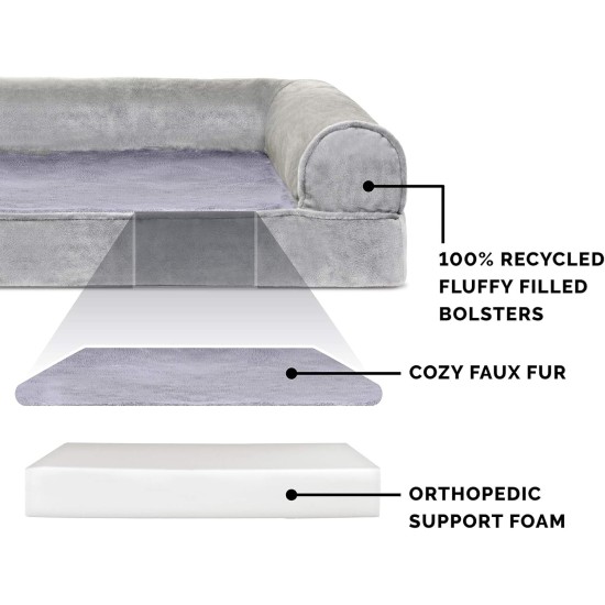 FurHaven Pet Quilted Orthopedic Sofa Bed, Large, Silver Gray FurHaven Pet Quilted Orthopedic Sofa Bed, Large, Silver Gray