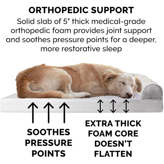 FurHaven Pet Quilted Orthopedic Sofa Bed, Large, Silver Gray FurHaven Pet Quilted Orthopedic Sofa Bed, Large, Silver Gray